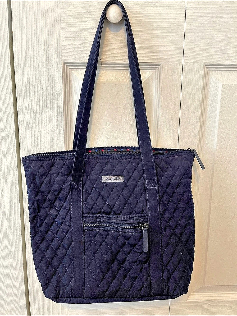 Vera Bradley Original Vera Tote Dark BlueQuilted Polka Dot